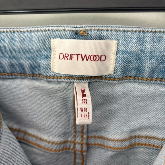 Driftwood Charlee Wide Leg Jeans Floral Embroidery Light Wash Denim Pink Orange - Picture 11 of 14